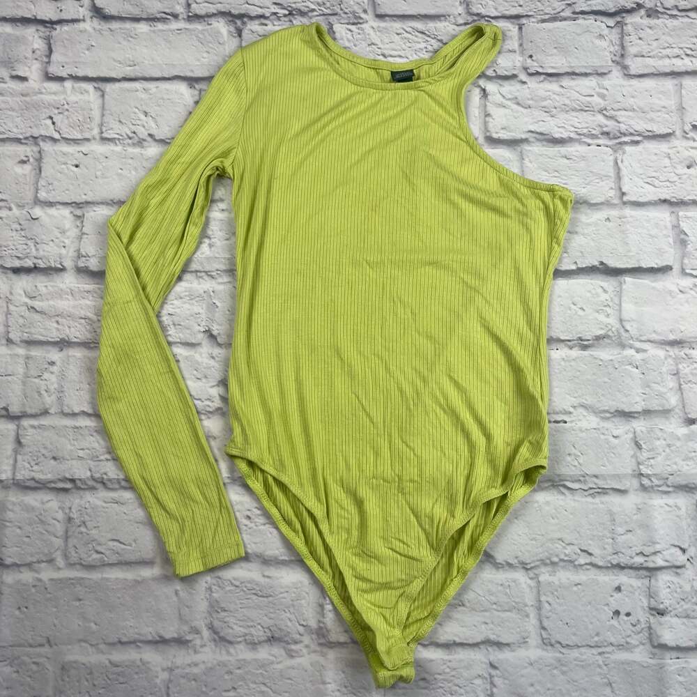 Wild Fable Lime Green Ribbed Body Suit Size Small